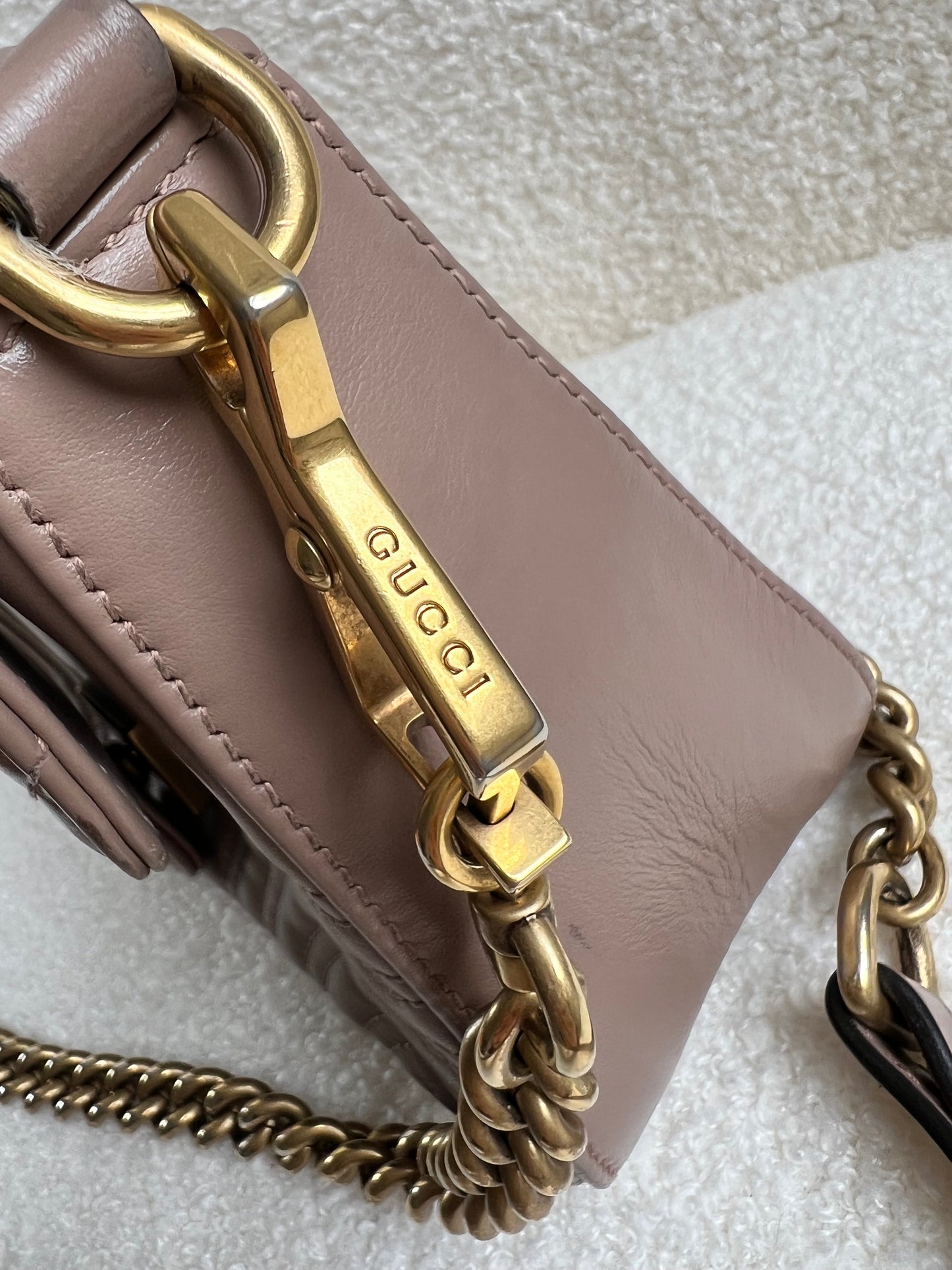 Gucci GG Dusty Pink Marmont Mini Top Handle Bag