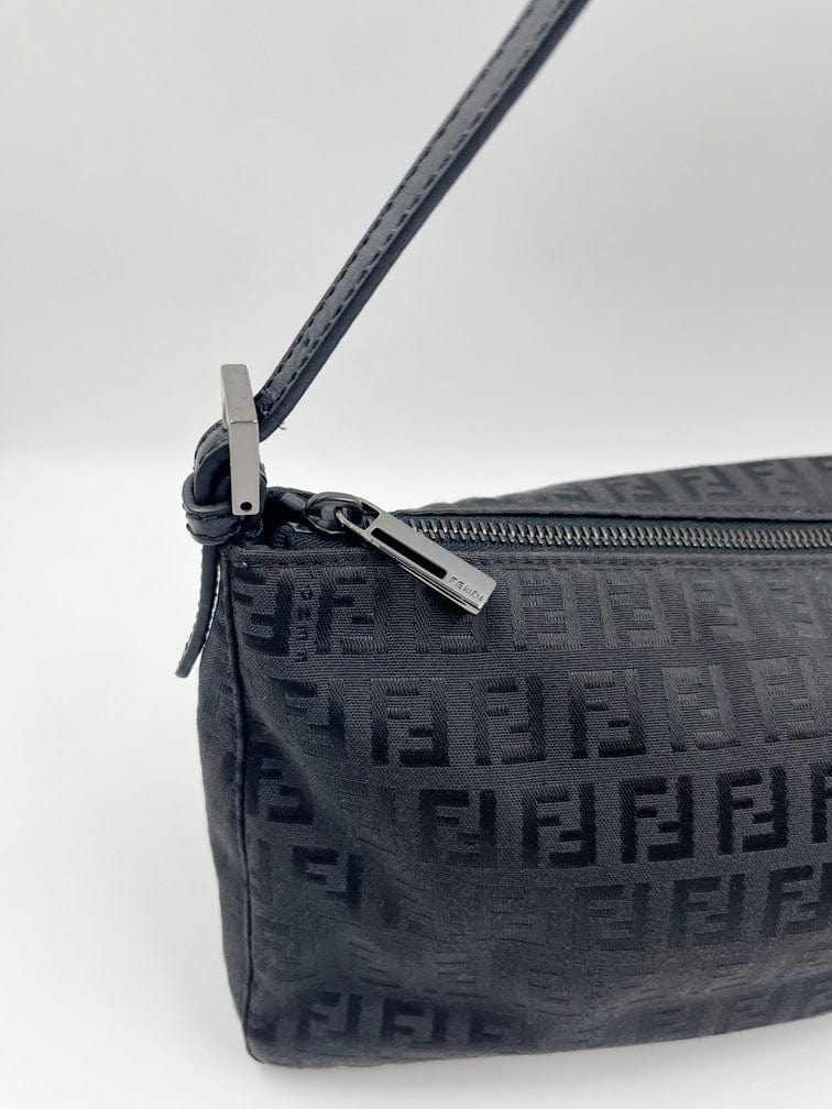 Vintage Fendi Pochette Bag in Black Zucchino Canvas