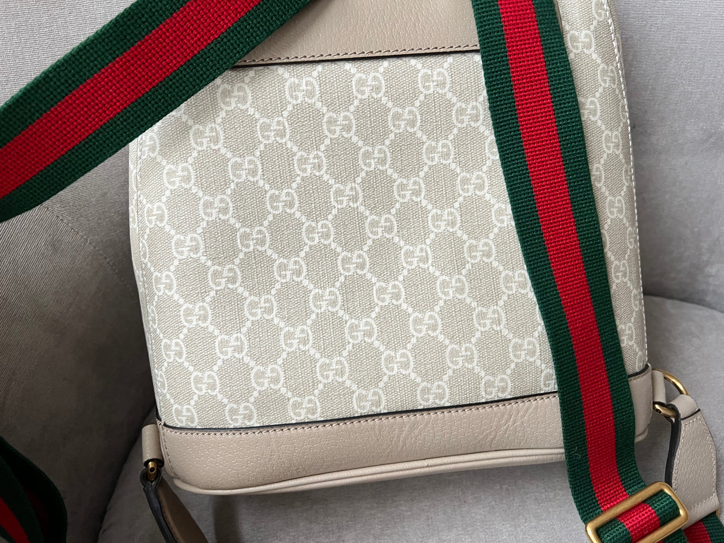 Gucci Beige and White Supreme Canvas Backpack