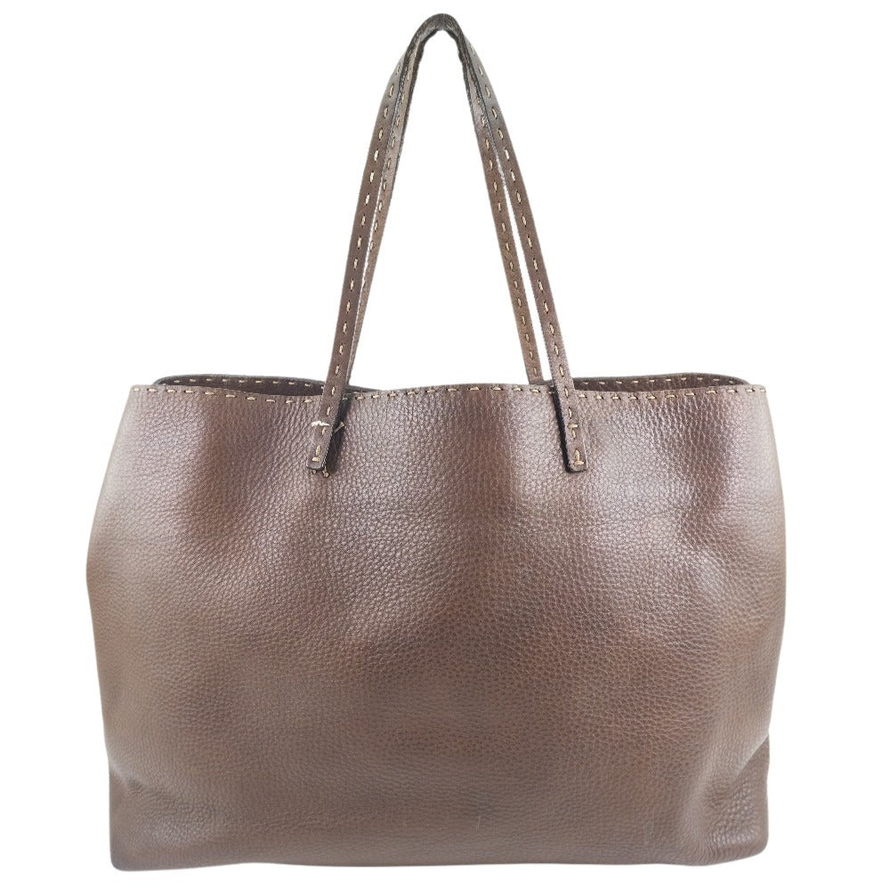 FENDI Tote Bag Calfskin Brown Celeria unisex(Unisex) Used