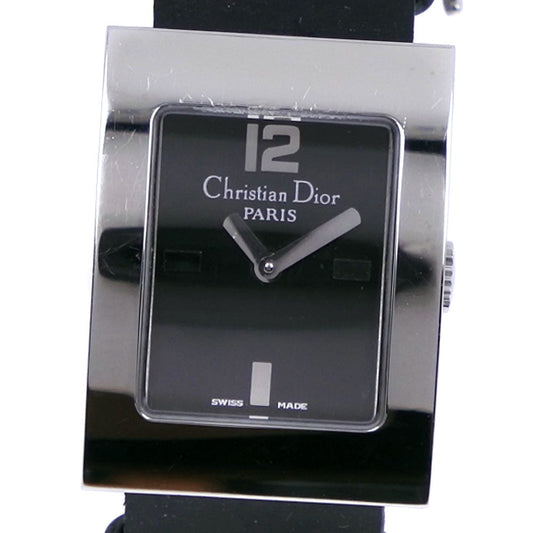 Christian Dior Watches Quartz D78-109 Stainless Steel , Leather Silver- Maris black dial Women Used