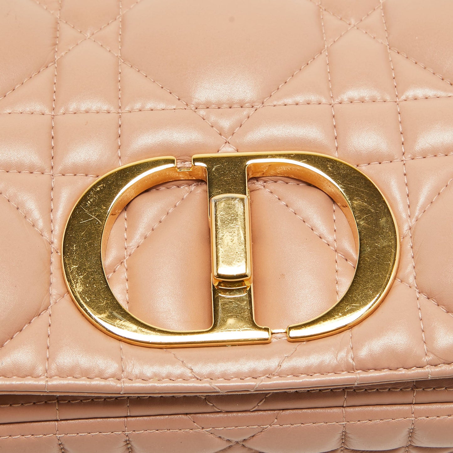 Dior Beige Quilted Leather Medium Caro Shoulder Bag