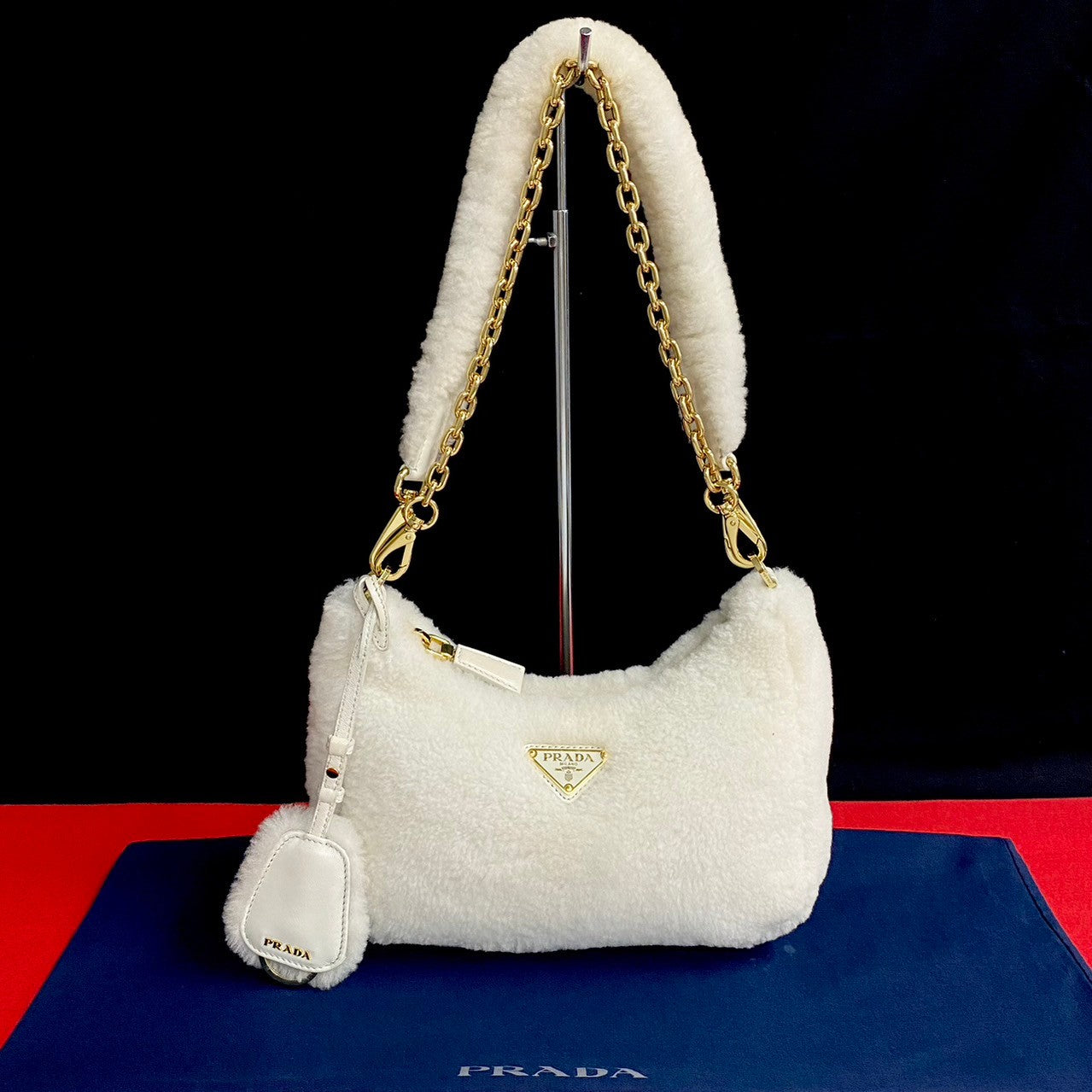 PRADA Shoulder Bag fur white