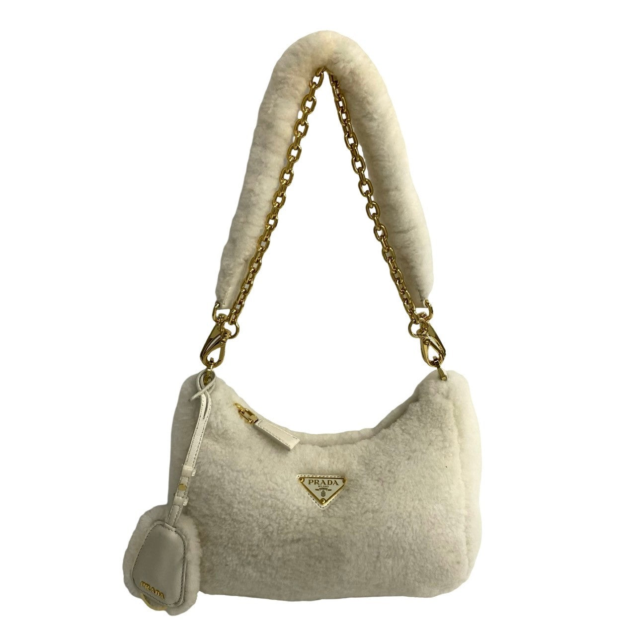 PRADA Shoulder Bag fur white