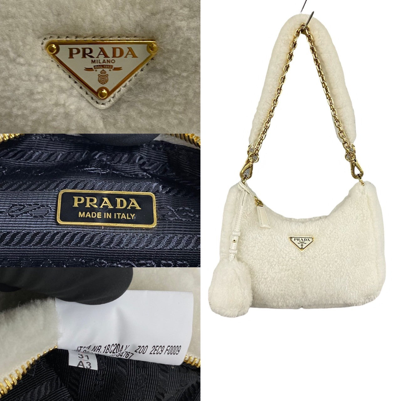 PRADA Shoulder Bag fur white