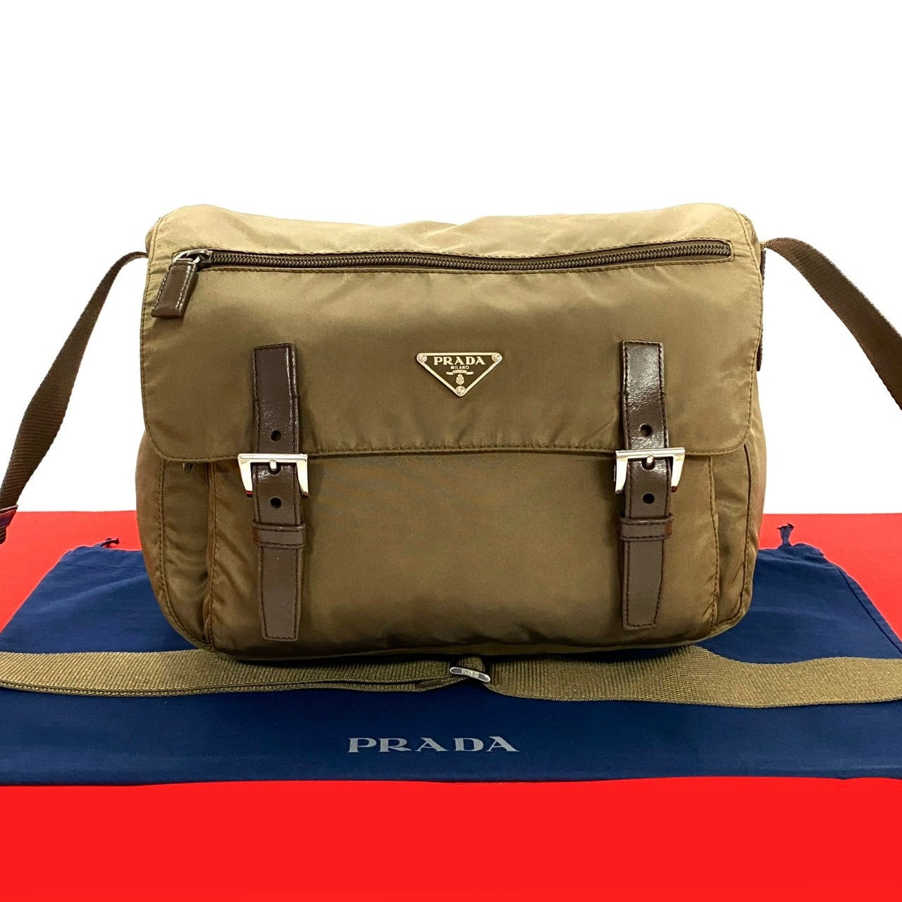 PRADA Shoulder Bag Nylon Brown