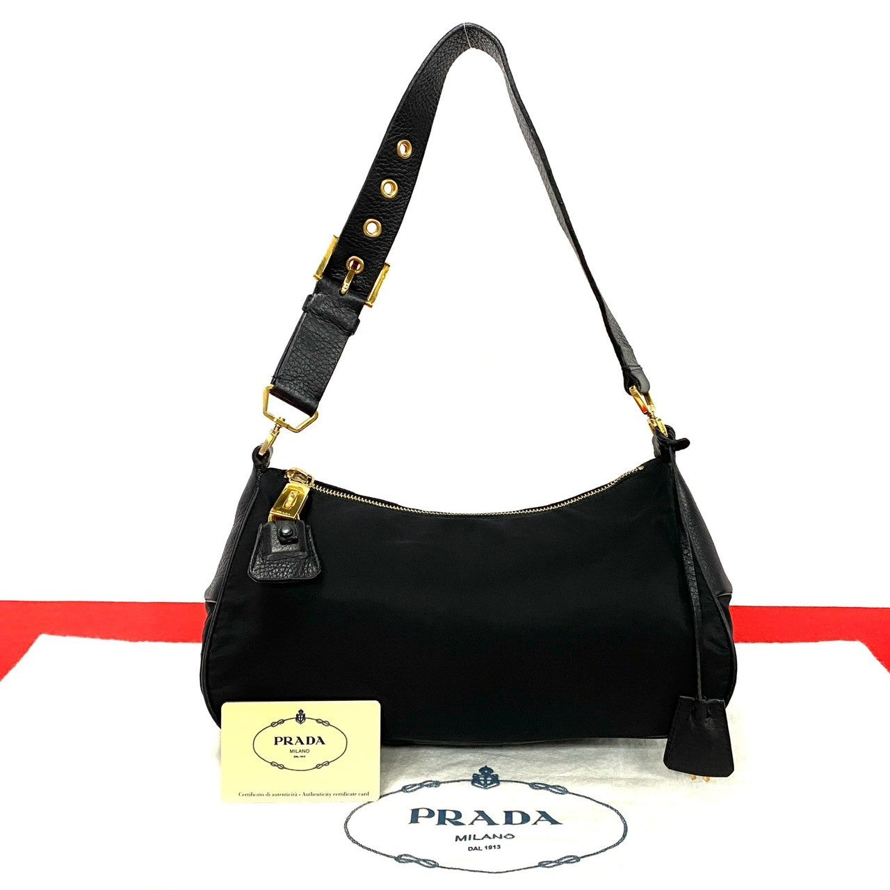 PRADA Shoulder Bag leather black