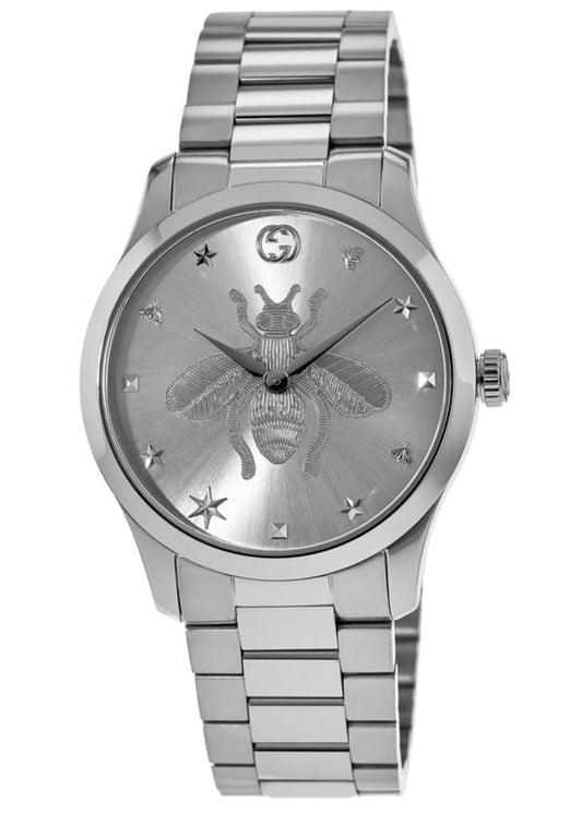 Gucci G-Timeless 38mm Silver Bee Dial Steel Women's Watch YA1264126