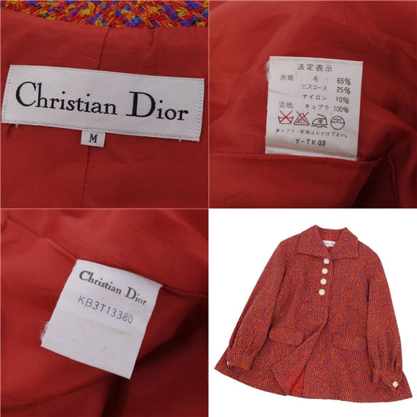 Vint Christian Dior Jacket Tweed Wool Out  M Red/Blue