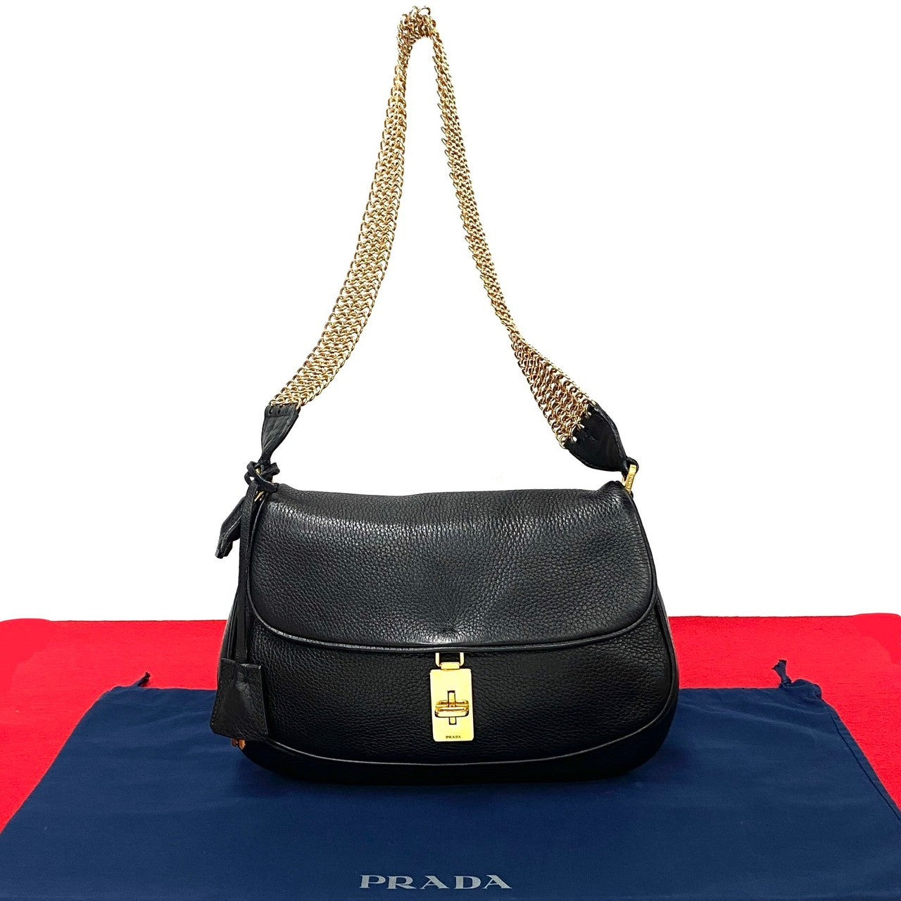 PRADA Shoulder Bag leather black