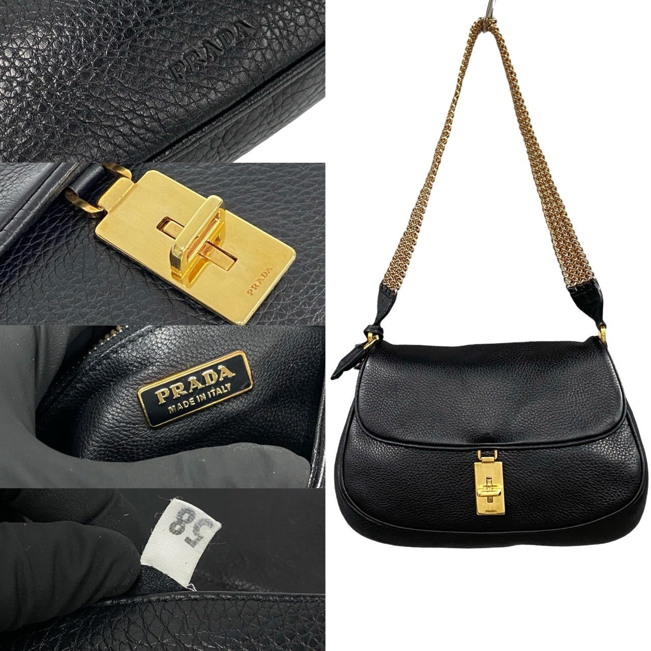 PRADA Shoulder Bag leather black