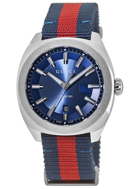 Gucci GG2570 Blue Dial Blue/Red Nylon Strap Men's Watch YA142304