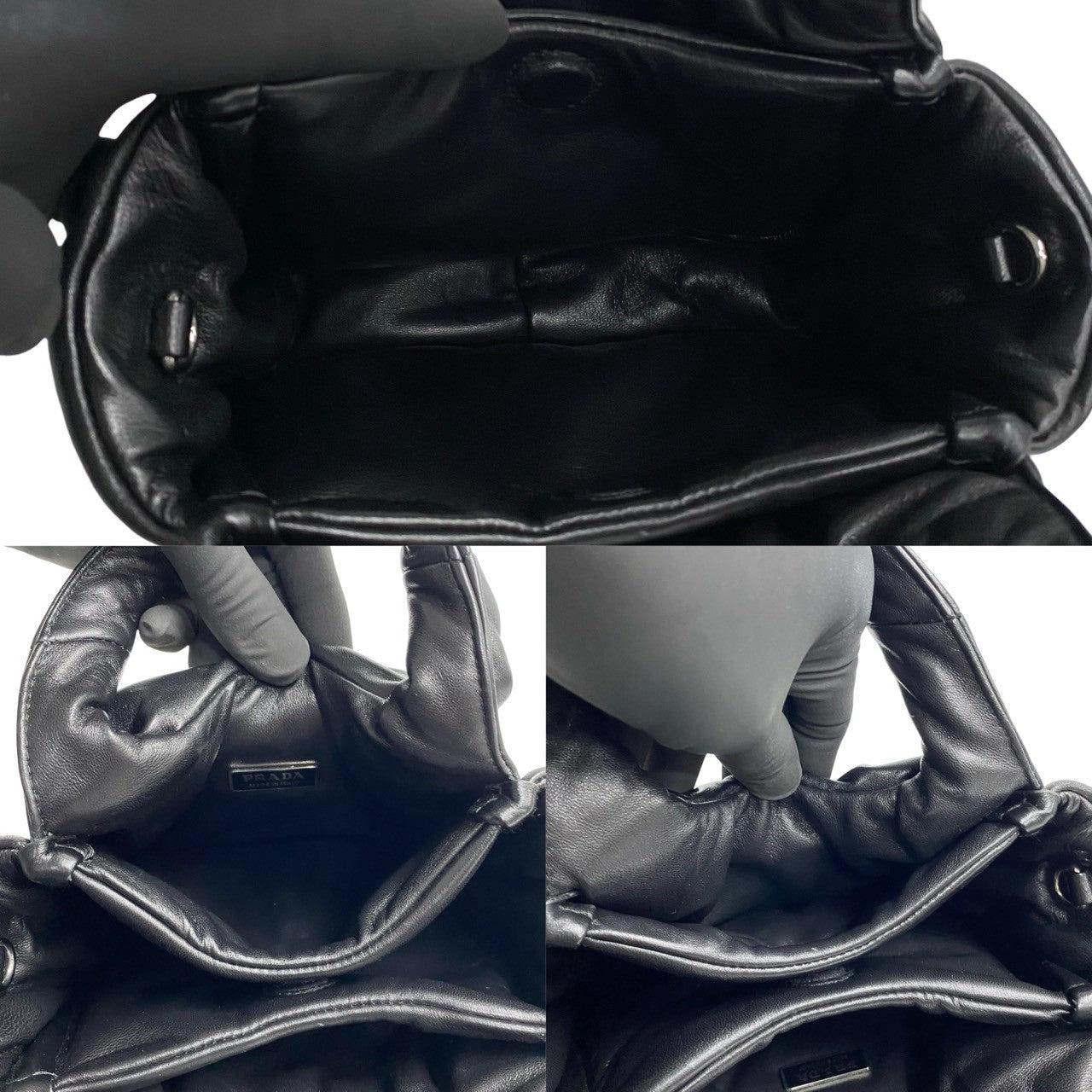 PRADA Shoulder Bag leather black Soft padding