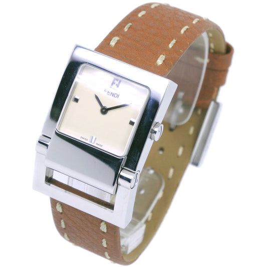 FENDI Watches Quartz 004-5200G-452 Stainless Steel , Leather Brown Olologi beige dial Women Used