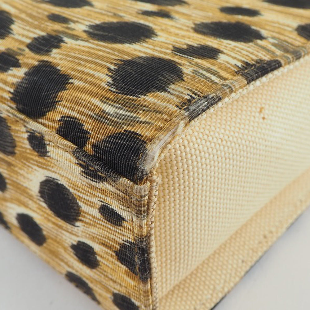 Christian Dior Handbag canvas yellow Leopard Women Used