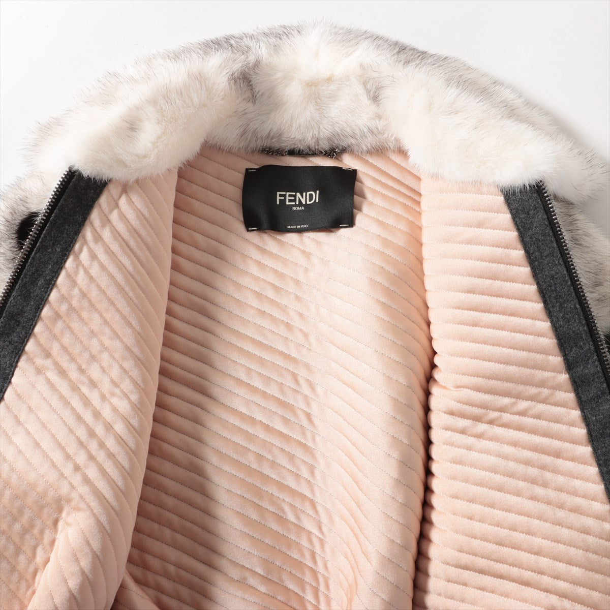 Fendi 20 Years Wool X Casimir Jacket 36  Grey X White FNE60I Minkeeper