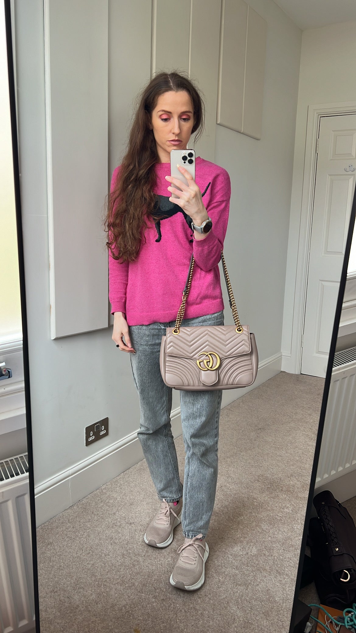 Gucci GG Dusty Pink Marmont Medium Shoulder Bag