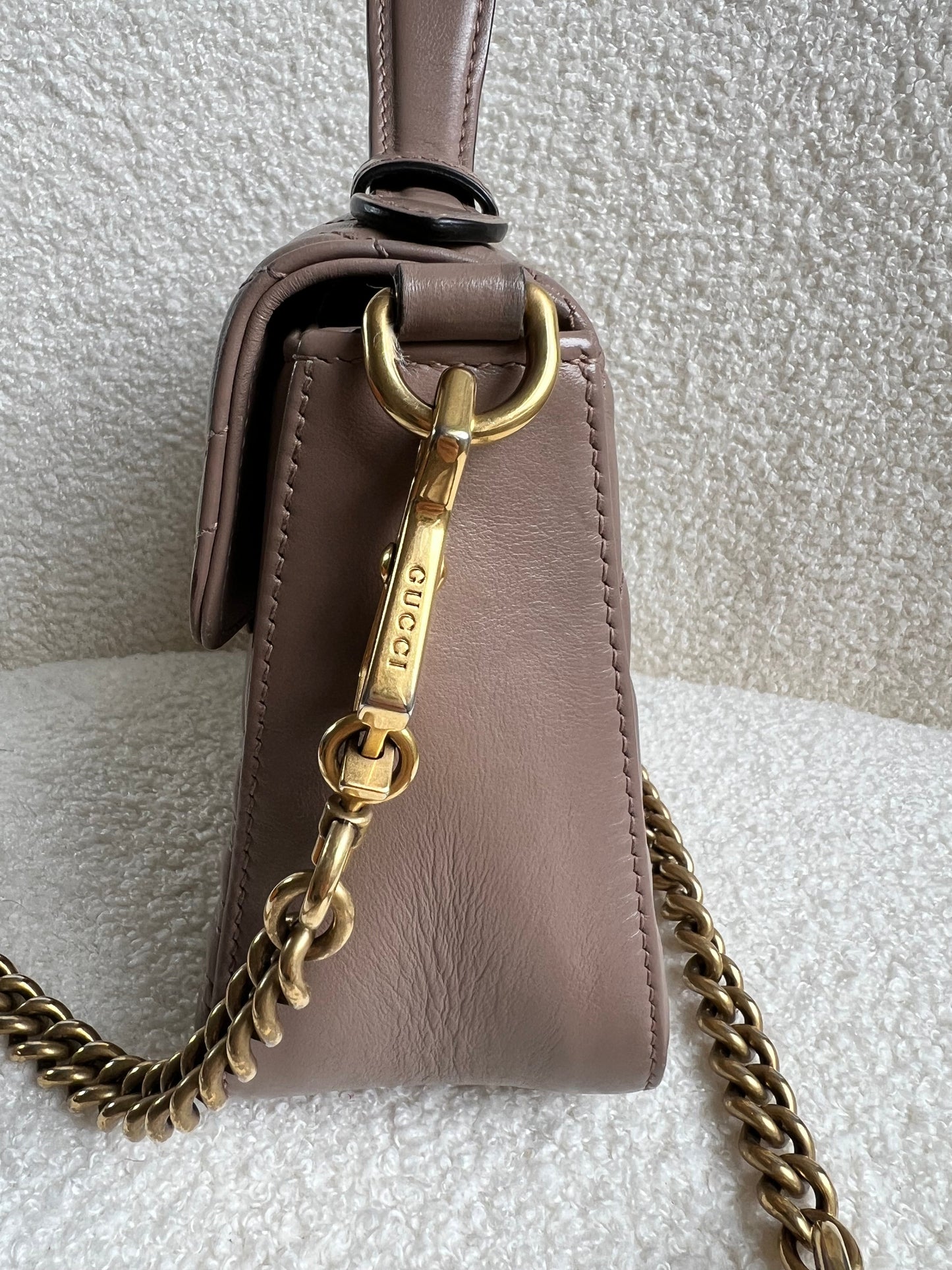 Gucci GG Dusty Pink Marmont Mini Top Handle Bag