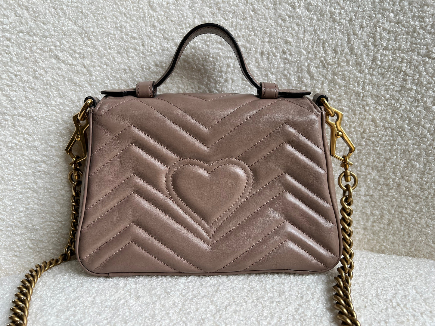 Gucci GG Dusty Pink Marmont Mini Top Handle Bag