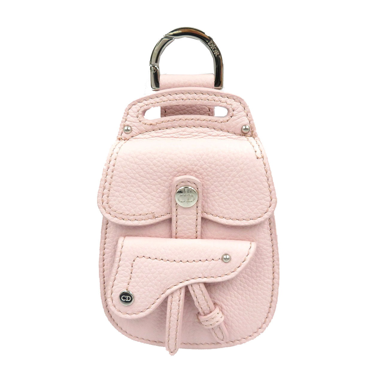 Christian Dior key ring leather pink