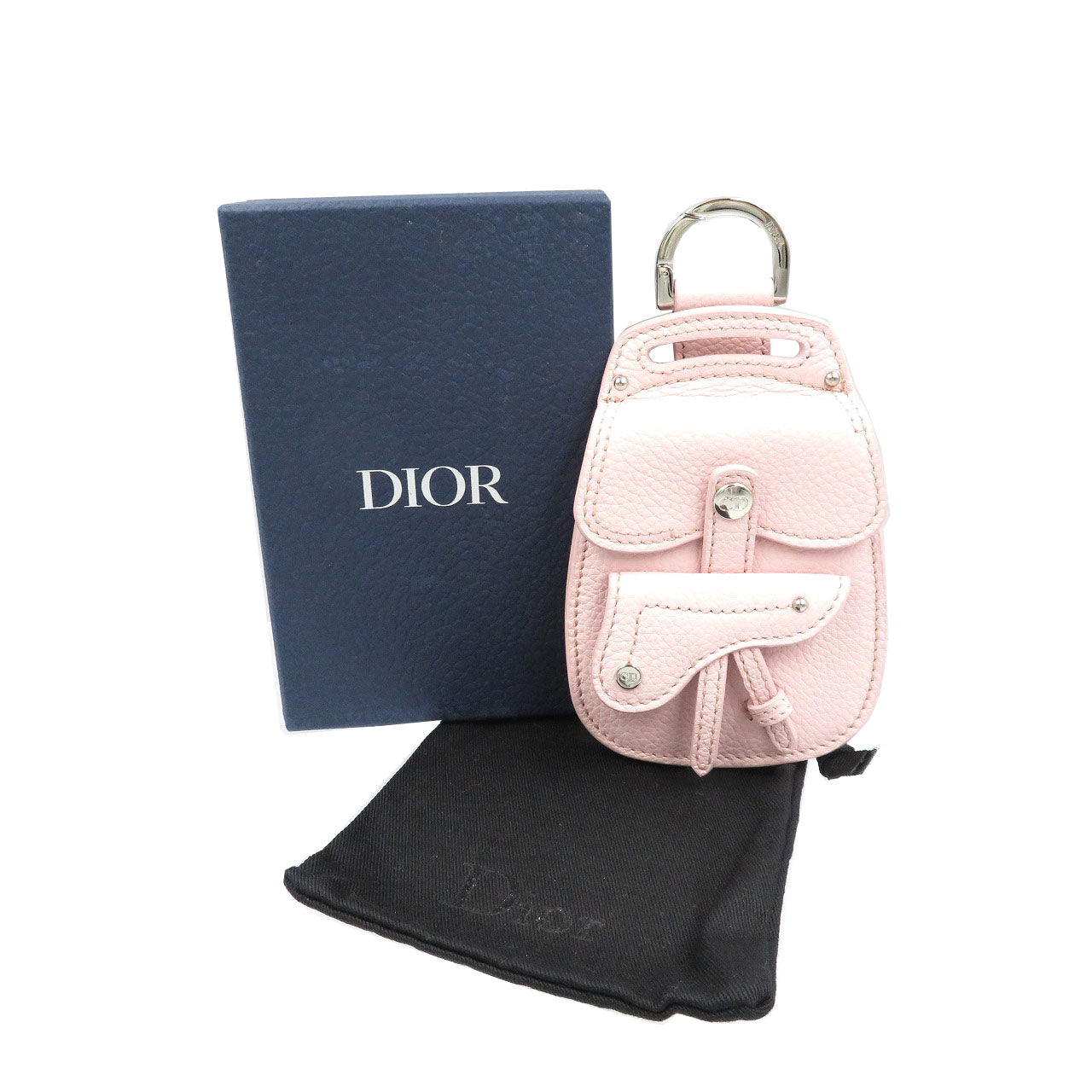 Christian Dior key ring leather pink