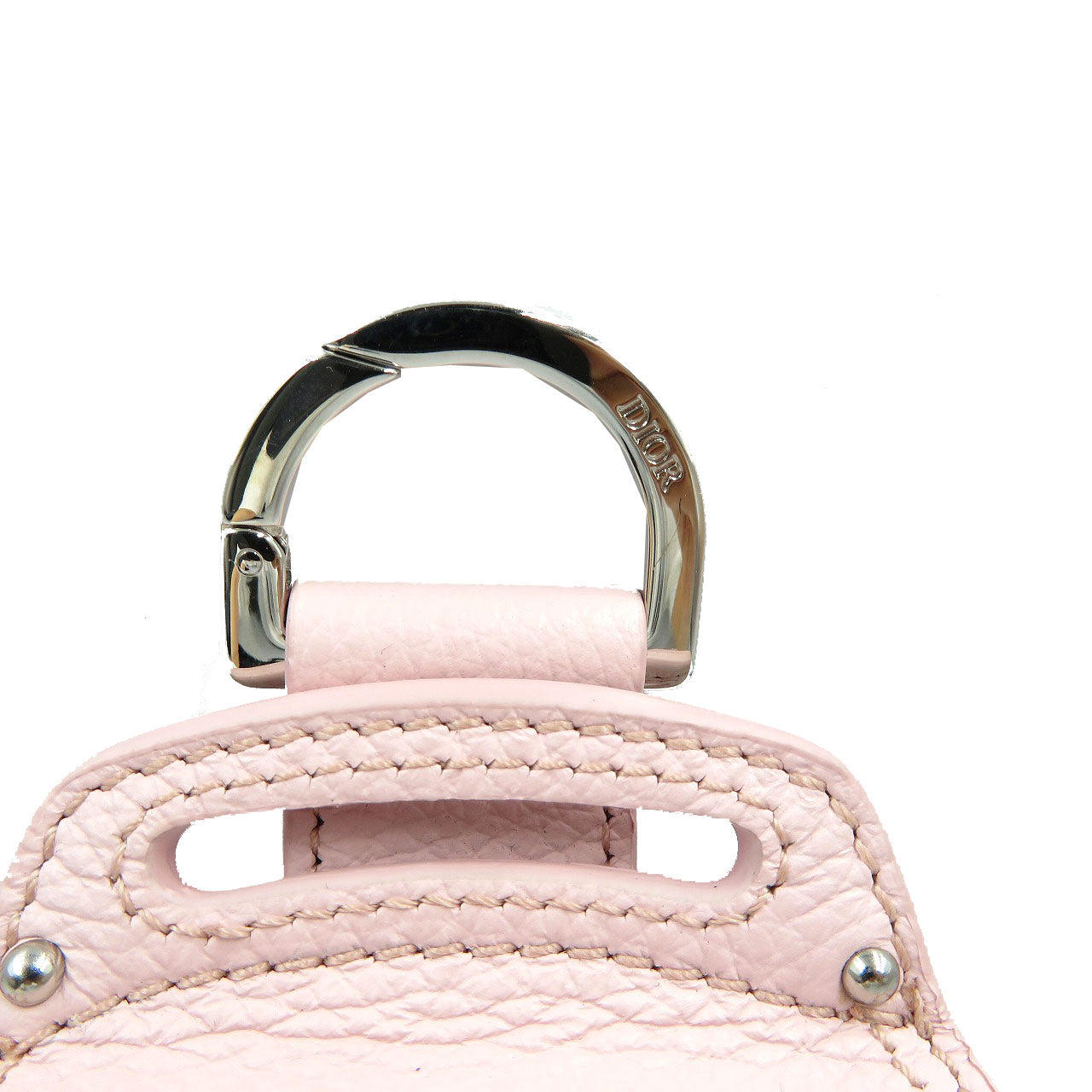 Christian Dior key ring leather pink