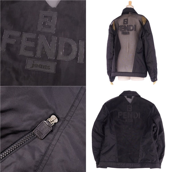 Vint Fendi Fendi Jeans Jacket Bronze Seal Logo Zucca Nylon   I44 (L equivalent) Black Fendi  Lord