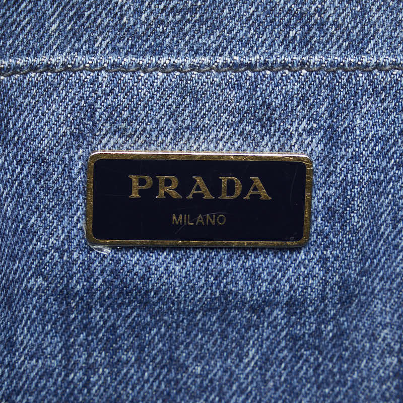 プラダ カナパ ミニ ハンドバッグ ショルダーバッグ 2WAY 1BG439 インディゴブルー デニム レディース PRADA 【中古】｜【銀座パリス】 楽天市場店