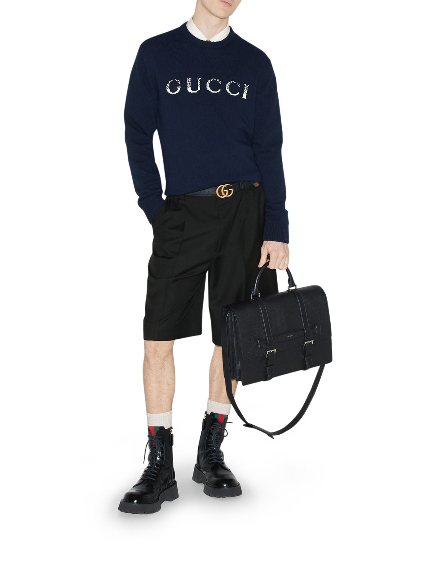 WOOL JUMPER WITH GUCCI INLAY