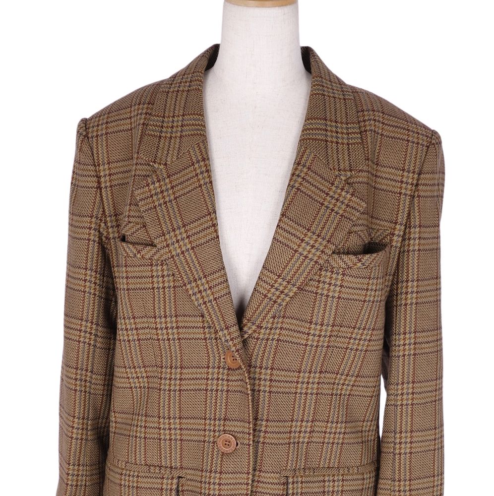 Vint Christian Dior Jacket Terrad Wool Tweed Check Out  M Brown