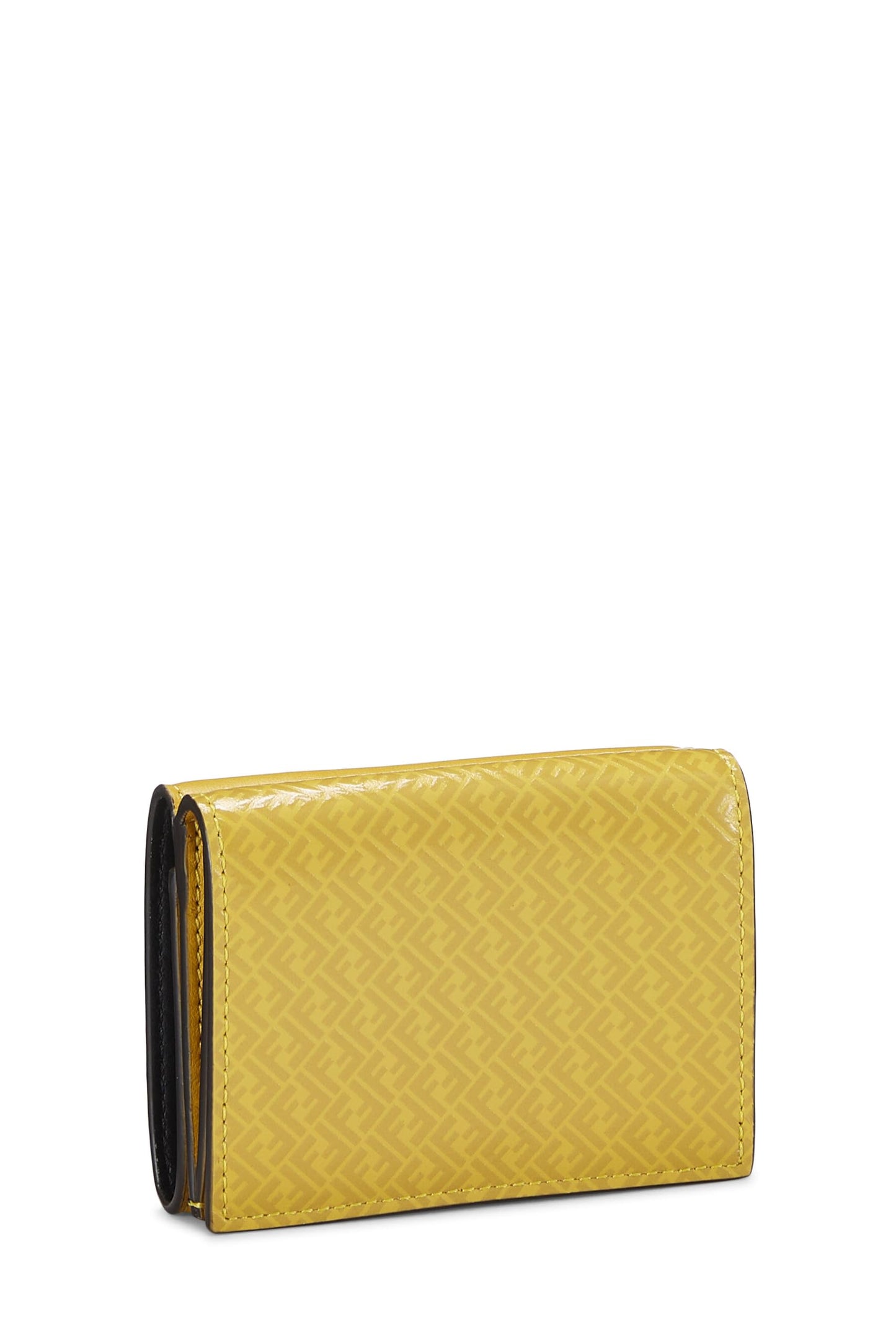 Fendi,  Yellow Zucchino Leather Trifold Wallet, Yellow