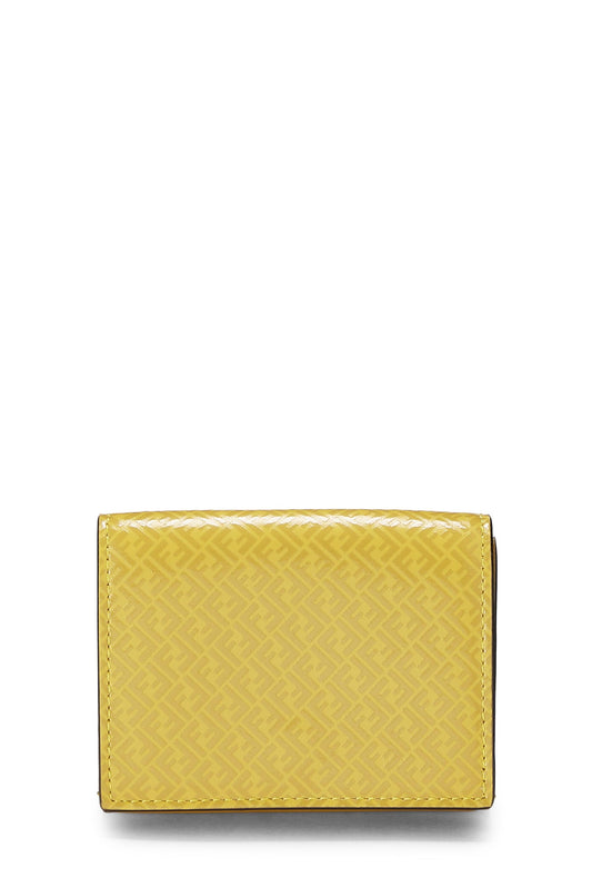 Fendi,  Yellow Zucchino Leather Trifold Wallet, Yellow