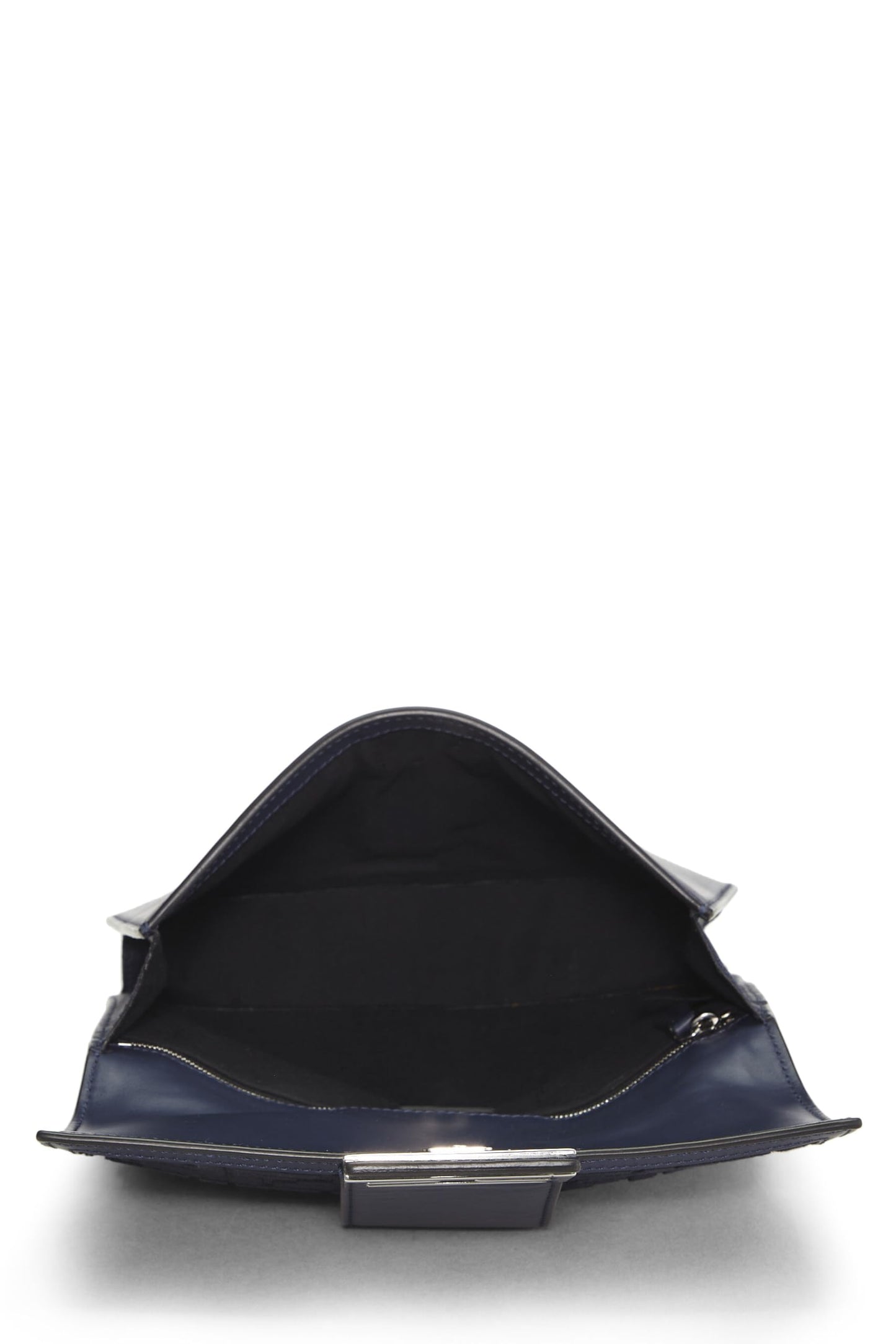 Fendi,  Navy Leather Flat Baguette Bag Medium, Navy