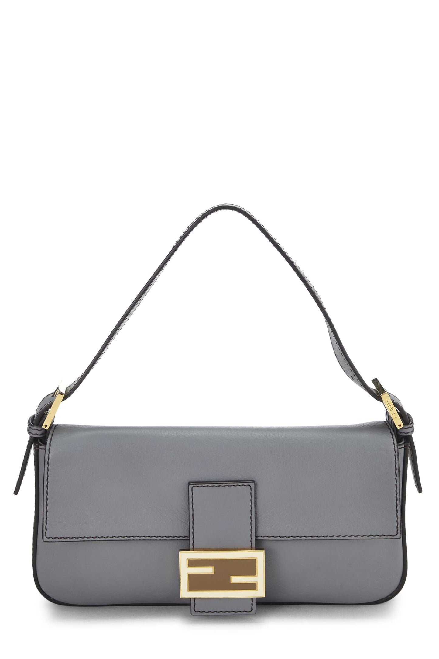 Fendi,  Grey Leather Baguette, Grey