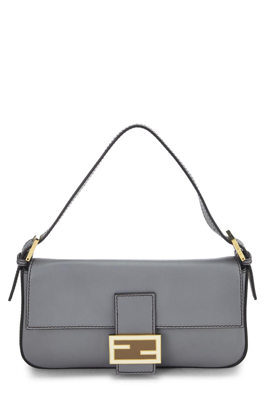 Fendi,  Grey Leather Baguette, Grey