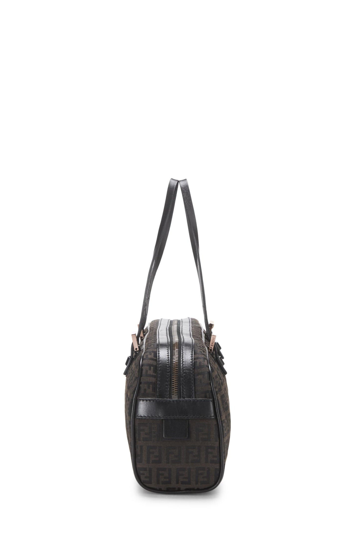 Fendi,  Brown Zucchino Canvas Handbag Long, Black