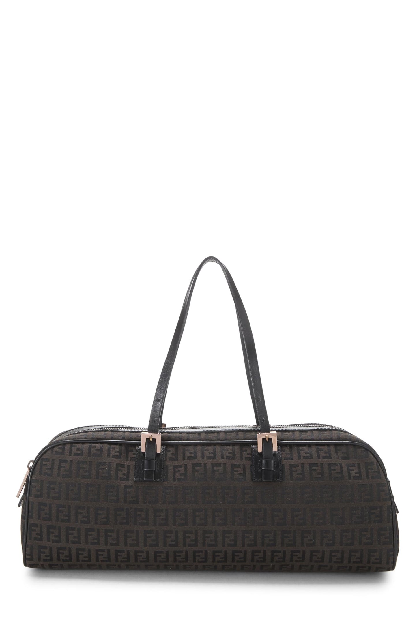 Fendi,  Brown Zucchino Canvas Handbag Long, Black