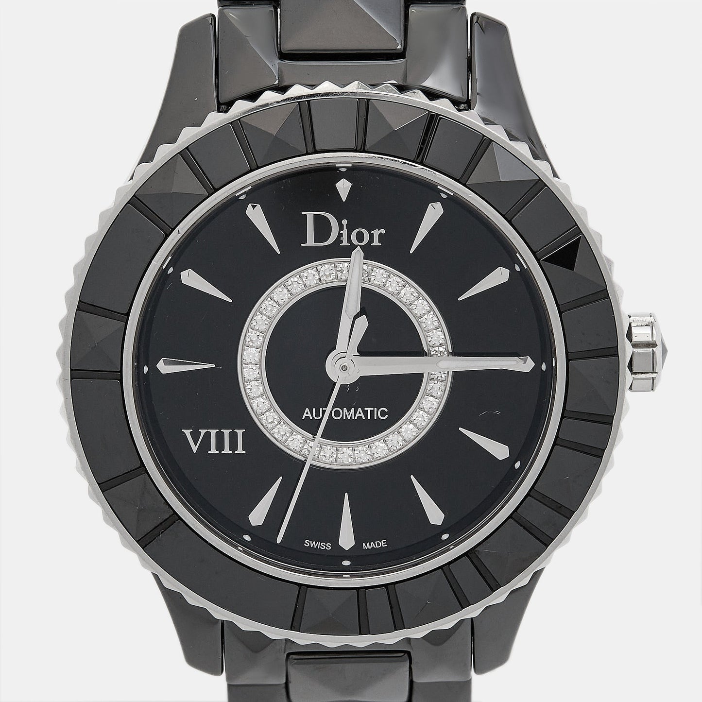 Dior Black Diamond Ceramic Stainless Steel Dior Viii Cd1245E0C002 Women's Wristwatch 38 Mm