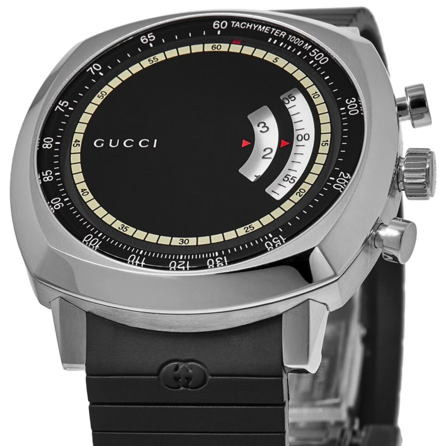 Gucci Grip Black Dial Black Rubber Strap Men's Watch