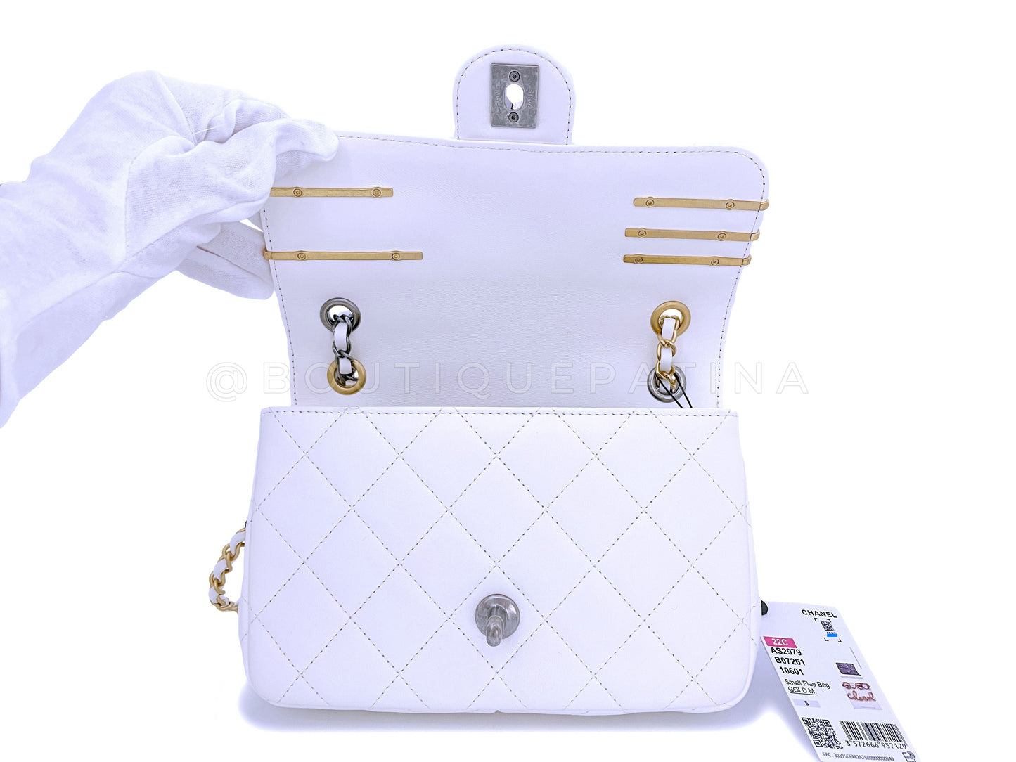 22C Chanel Limited White Charms Small Mini Cruise Flap Bag