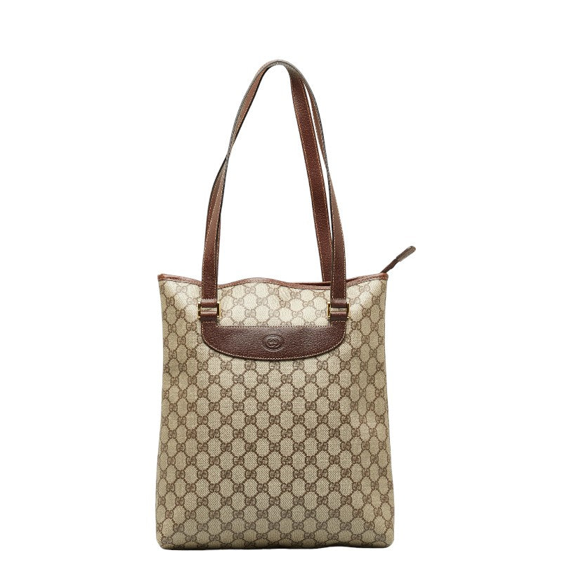 Gucci  Gucci GG Plus Tote Bag Beige Brown PVC Leather  Gucci