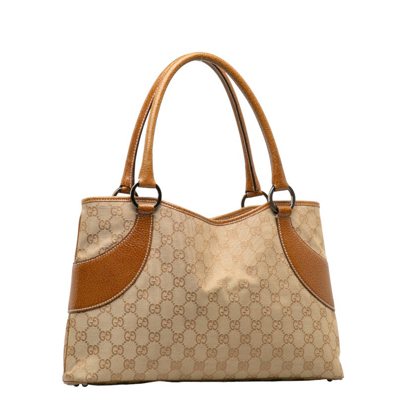 Gucci GG Monogram Tote Shoulder Handbag Canvas/Leather Beige