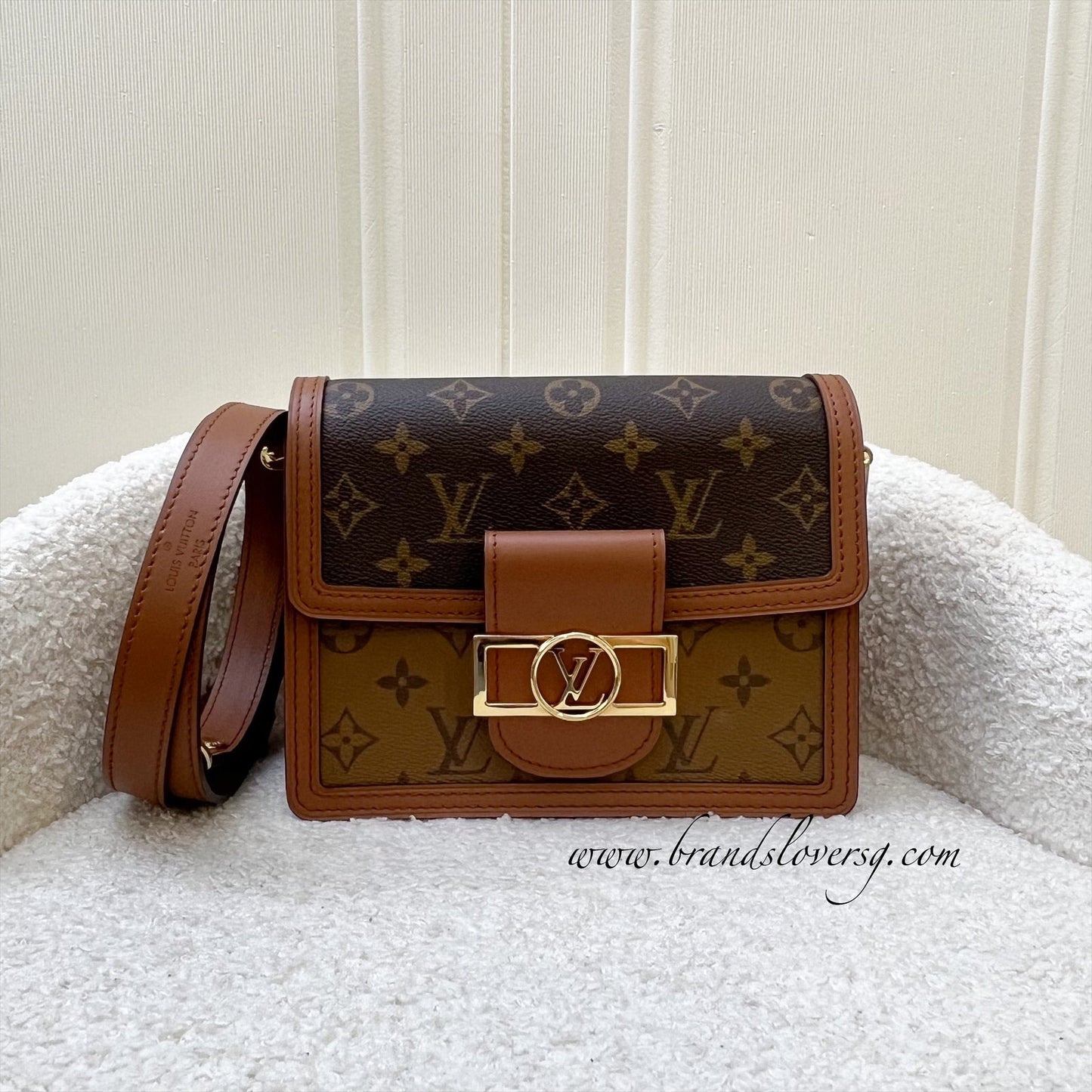 LV Mini Dauphine in Reverse Monogram, Monogram Canvas and GHW