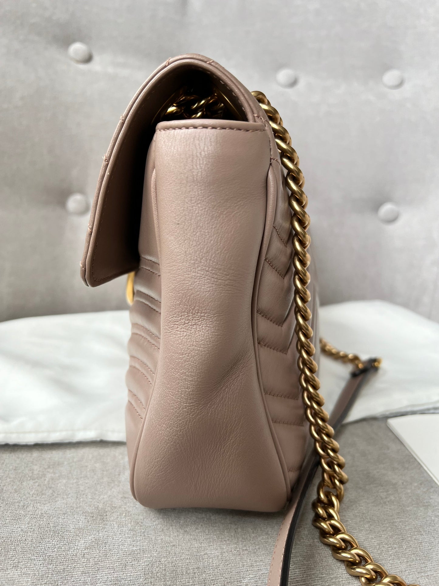 Gucci GG Dusty Pink Marmont Medium Shoulder Bag