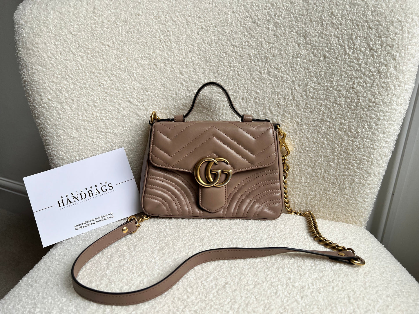 Gucci GG Dusty Pink Marmont Mini Top Handle Bag