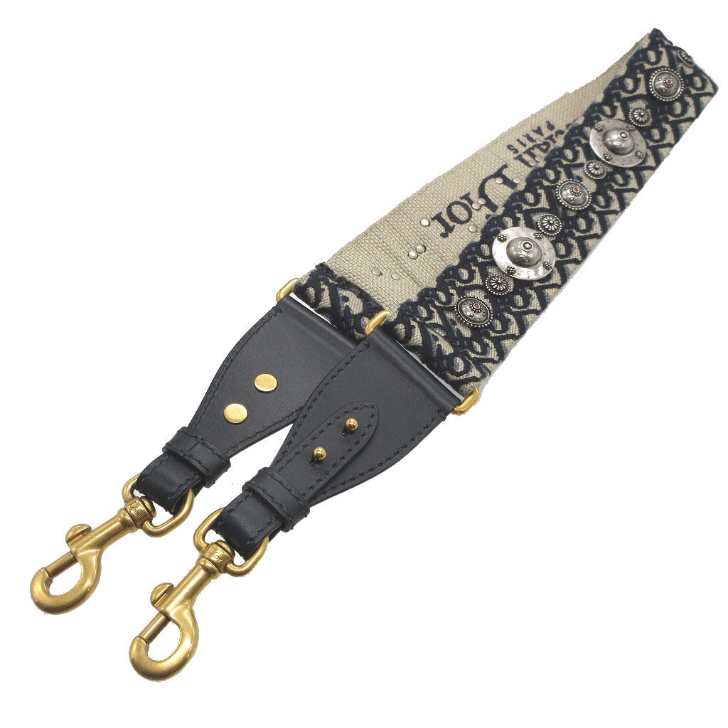 Christian Dior Shoulder strap Canvas, Leather Navy Oblique