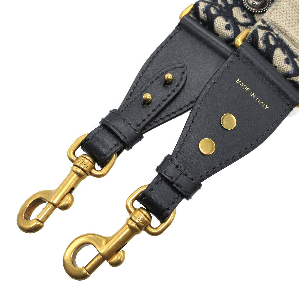 Christian Dior Shoulder strap Canvas, Leather Navy Oblique