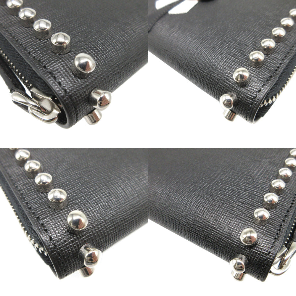 FENDI Long Wallet Purse 8M0299 leather black Karito