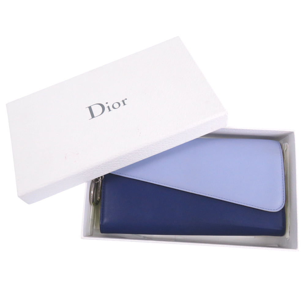 Christian Dior Long Wallet Purse leather blue By color