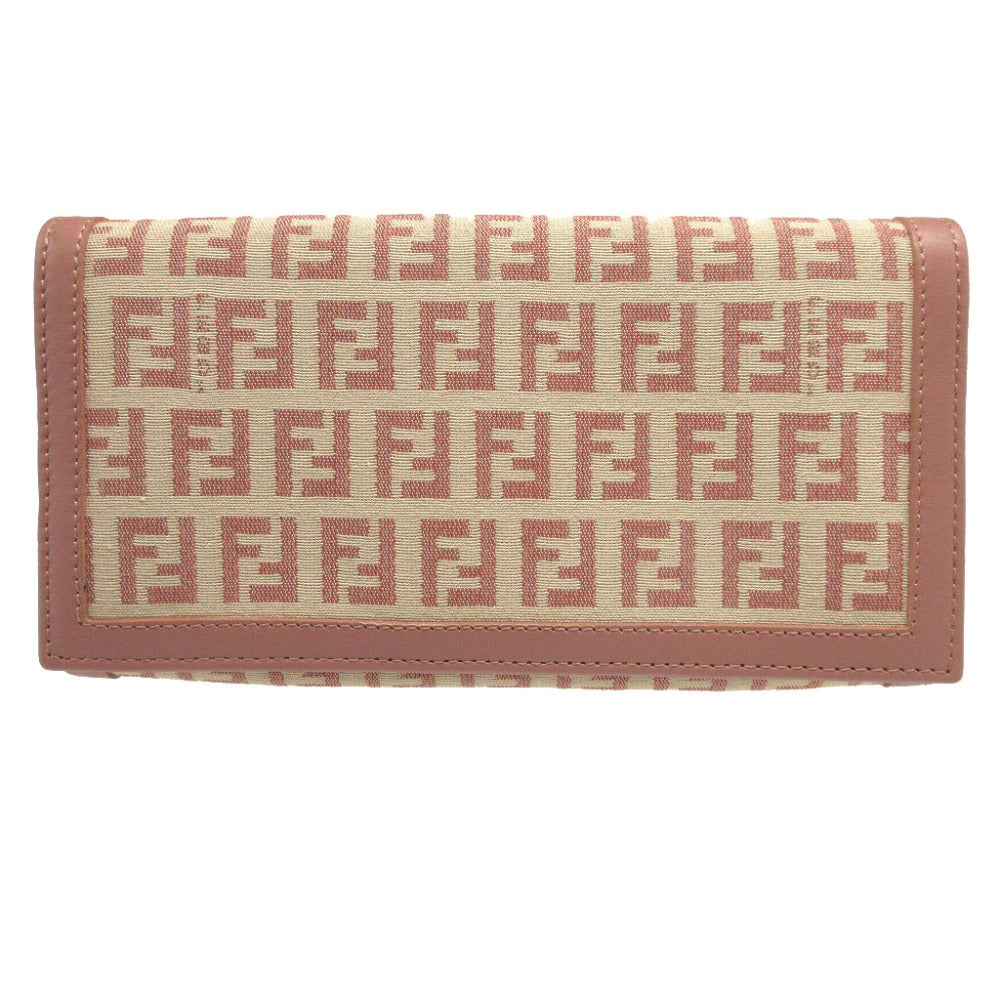FENDI Long Wallet Purse 8M0000 Canvas, Leather beige Zucchino